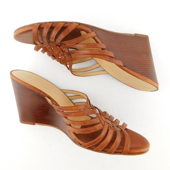 COLE HAAN Natural Brown Wedge Slide Sandals 8 - Picture 4 of 8